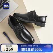 海瀾之家HLA皮鞋男士商務(wù)休閑系帶正裝德比鞋子男H334/H220 黑色加絨42