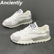 ANCIENTLY男鞋2025秋季新款潮流時(shí)尚運(yùn)動(dòng)休閑鞋網(wǎng)面透氣輕盈男款慢跑鞋子 白色 39
