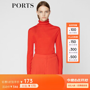 PORTS寶姿商場同款 秋季女裝簡約高領羊毛套頭針織衫LA9K455JKW001 南瓜橙 XS
