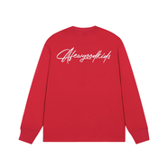 AFGK25FW草寫(xiě)字體刺繡長(cháng)袖T恤美式春秋男女T恤休閑 紅色(預售) L