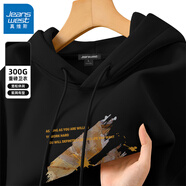 真維斯（Jeanswest）美式復古連帽衛衣男秋季重磅潮牌外套青少年學(xué)生校園寬松休閑上衣 黑（黃昏街景D） 3XL 【面料升級】