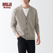 無印良品 MUJI 男式 美利奴羊毛可水洗V領(lǐng)開衫長袖針織衫男士毛衣冬季男款 米色 XL(180/104A)