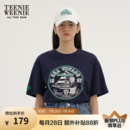 Teenie Weenie小熊短袖T恤女夏季寬松圓領(lǐng)短袖T恤棉質(zhì)時尚打底衫女 藏青色 160/S