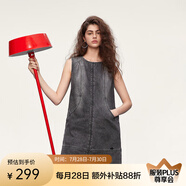 歐時力OCHIRLY 直筒無袖牛仔連衣裙短款寬松復(fù)古顯瘦2025春季新品 黑灰 L