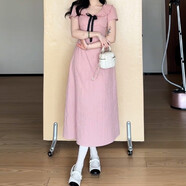 園翌娃娃領(lǐng)白色連衣裙子女夏季2025小個(gè)子獨(dú)特漂亮掐腰包臀裙短裙 【粉色長(zhǎng)款】冷淡系感連衣裙/202 M 45/55kg