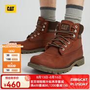 CAT卡特馬丁靴男士工裝鞋牛皮鞋面防潑水戶(hù)外高幫短靴P110501L3BDC43 棕紅 44