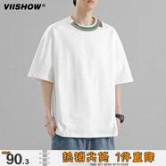 viishow短袖t恤男夏季潮流打底衫潮牌ins上衣寬松短袖衣服   白色 L