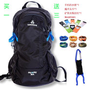 曼哥夫雙肩背包男女戶外登山包30L30升書包徒步背包防水騎行背包 黑色 30升50*27*16cm