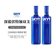 深藍（SKYY）原裝進(jìn)口洋酒 伏特加原味藍天小鳥(niǎo)伏特加750ml*2 雙瓶 雞尾酒基酒 750mL 2瓶