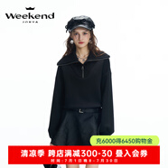 卓雅周末（JORYA weekend）明星同款|24冬新款學(xué)院海軍領(lǐng)羊毛拼接X腰荷葉提花連衣裙 黑色 L