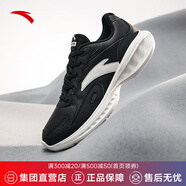安踏（ANTA）星云男鞋跑鞋運動鞋皮網(wǎng)拼接透氣輕質(zhì)運動休閑鞋子 【皮面】黑/象牙白-9 40.5