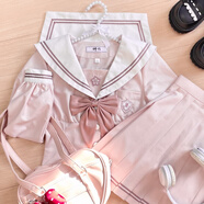 神北【神北JK】原創(chuàng  )草莓洛可可正版水手服制服日系學(xué)院校供百褶裙套裝 (草莓洛可可)長(cháng)袖+短裙+領(lǐng)結 XS