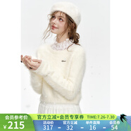 妖精的口袋白色仿貂毛正反兩穿毛衣女2024冬季新款奶fufu毛絨上衣 小兔奶白色 M