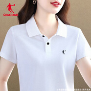喬丹短袖t恤女夏季新款寬松翻領(lǐng)冰絲快干polo衫女士氣質(zhì)休閑運(yùn)動(dòng)女裝 白色 L