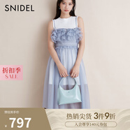 SNIDEL秋冬甜美圓領(lǐng)無(wú)袖吊帶薄紗連衣裙兩件套SWCO244056 白色 M （1）