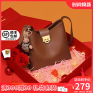 viney水桶包包女包牛皮斜挎單肩包大容量生日禮物送女友老婆 【焦糖折疊禮盒裝】通勤手提包