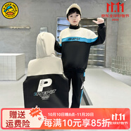 G.DUCKKIDS童裝男童套裝秋冬2024新款兒童衛(wèi)衣馬甲三件套加絨加厚冬裝運動服 米白色 120碼適合110-120cm年齡6-7歲