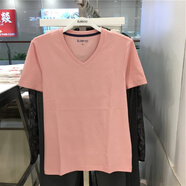 班尼路（Baleno）男裝經(jīng)典款V領(lǐng)t恤百搭純色V領(lǐng)短袖T恤青少年88802702 柔粉玫紅89R S 165_