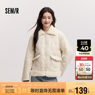 森馬（Semir）棉服女拼接毛絨翻領(lǐng)溫柔百搭2024冬季寬松棉衣復(fù)古風(fēng)109724112003