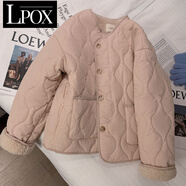 LPOX粉色棉服女2025年冬季韓版加厚圓領(lǐng)羊羔毛外套棉衣棉襖 粉紅 2XL