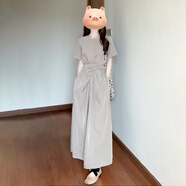 天啟世紀(jì)慵懶風(fēng)韓系連衣裙女夏季小眾設(shè)計(jì)感美式復(fù)古收腰氣質(zhì)a字中長(zhǎng)裙子 連衣裙【法式浪漫/小個(gè)子/超顯身 M 45/55kg