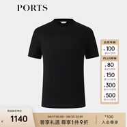 PORTS寶姿男裝2024春季新品全棉皮馬棉柔軟順滑簡(jiǎn)約短袖T恤 黑色 L