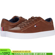Tommy Hilfiger湯米男鞋Brecon 3皮革低幫板鞋平底時(shí)尚休閑風(fēng)春夏透氣百搭舒適 Cognac深棕色 45.5 碼/美碼11.5