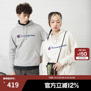 Champion【王俊凱同款】冠軍衛(wèi)衣男春秋基礎(chǔ)款棉質(zhì)美式情侶連帽套頭衫上衣 米白色 M