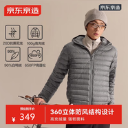 京東京造穿山甲輕薄羽絨服 連帽白鴨絨戶外秋冬外套短款男 鈦灰色 S