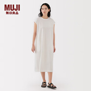 無印良品（MUJI）女式 雙股天竺編織法國袖連衣裙 女裝裙子連身裙長裙夏季BB2S4A5S 白色 XL （165/92A）