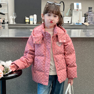 芭梵鼠女童棉衣2025新款洋氣中大童女裝冬季外套兒童秋冬款加厚面包棉服 童裝連帽棉襖 130