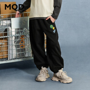 馬騎頓（MQD）男童25秋新款女童長(cháng)褲寬松束腳街潮衛褲親膚百搭中大童褲子 黑色 170