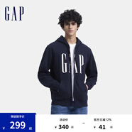 Gap男女裝印花字母logo抓絨連帽衛衣休閑660128外套 海軍藍 175/96A(L) 亞洲尺碼