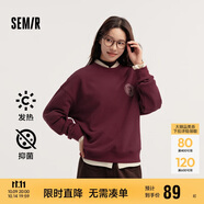 森馬（Semir）[商場(chǎng)同款]女oversize發(fā)熱抗菌2024冬季繡花抓絨上衣101724116004