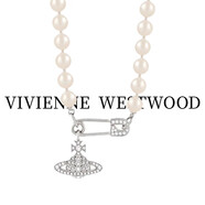 VVIENNE WESTLOCK【專柜正品】順豐包郵薇薇安西太后珍珠項(xiàng)鏈女士經(jīng)典帶鉆節(jié)日禮物 銀色土星別針珍珠鏈