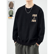 森馬衛衣男士秋冬款2025新款潮牌圓領(lǐng)加絨男生長(cháng)袖t恤上衣服裝秋冬季 1001黑色 M 【90-110斤】