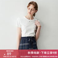顏域簡(jiǎn)約純色短袖T恤女夏裝新款時(shí)尚氣質(zhì)ol通勤直筒顯瘦上衣 白色 XL