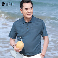 寶財(cái)羊父親節(jié)禮物爸爸夏裝短袖t恤男士冰絲polo半袖汗衫中老年人上衣服