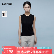 LANDI[通穿三季]LANDI圓領(lǐng)無袖修身針織衫女吊帶背心內(nèi)搭2024春夏新品 靜謐黑 M