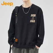 JEEP吉普圓領(lǐng)衛(wèi)衣男士寬松套頭上衣服2025秋季新款休閑長袖t恤男 1001黑色 M