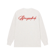 AFGK25FW草寫(xiě)字體刺繡長(cháng)袖T恤美式春秋男女T恤休閑 花灰(預售) XL