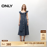 ONLY2025夏季新款減齡飛袖荷葉領(lǐng)拼接牛仔裙連衣裙女|125242007 J33復(fù)古350牛仔洗水 XL