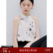 自巧小個(gè)子水墨印花掛脖連衣裙女新中式2024夏季新款襯衫魚(yú)尾裙子 水墨印花襯衫 XXS (1碼)