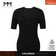 麥檬萬件爆款MM口碑原創(chuàng)桑蠶絲涼感針織上衣短袖春夏淡人穿搭 UV領(lǐng)-短袖升級-黑色5G5931921 M （100-115斤）