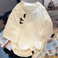 蘇愚100%純棉夏季短袖t恤男女2025設(shè)計(jì)感小眾美式寬松百搭半袖上衣服 220克-蛋黃 S 建議85-95斤