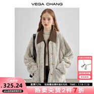 VEGA CHANG皮毛一體短外套女2025年秋冬新款寬松顯瘦高級感名媛風(fēng)毛絨大衣 常規(guī)版 M