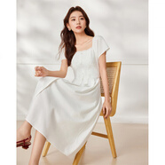 愛(ài)依服/愛(ài)依服連衣裙2025夏季新款韓版優(yōu)雅氣質(zhì)簡(jiǎn)單大方顯瘦連衣中裙 白 L
