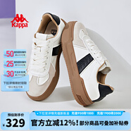 KAPPA卡帕女鞋厚底滑板鞋子女2024夏季新款運動(dòng)休閑鞋軟底德訓鞋小粉鞋 米黃色/黑色 37