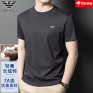 Emporio Armani阿瑪尼新款純棉短袖t恤男士圓領(lǐng)冰絲半袖純色簡約體恤潮 灰色352-6 M 165(體重90-115斤)