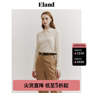 ELAND衣戀小奶羔毛衣女POLO領(lǐng)短款絞花含綿羊毛2024早春新款 象牙白/白色(39)Ivory M 165